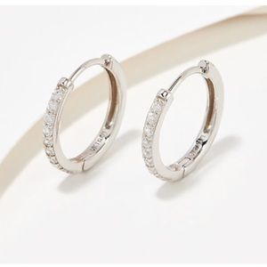 Diamonique 11mm Huggie Hoops, Sterling Silver